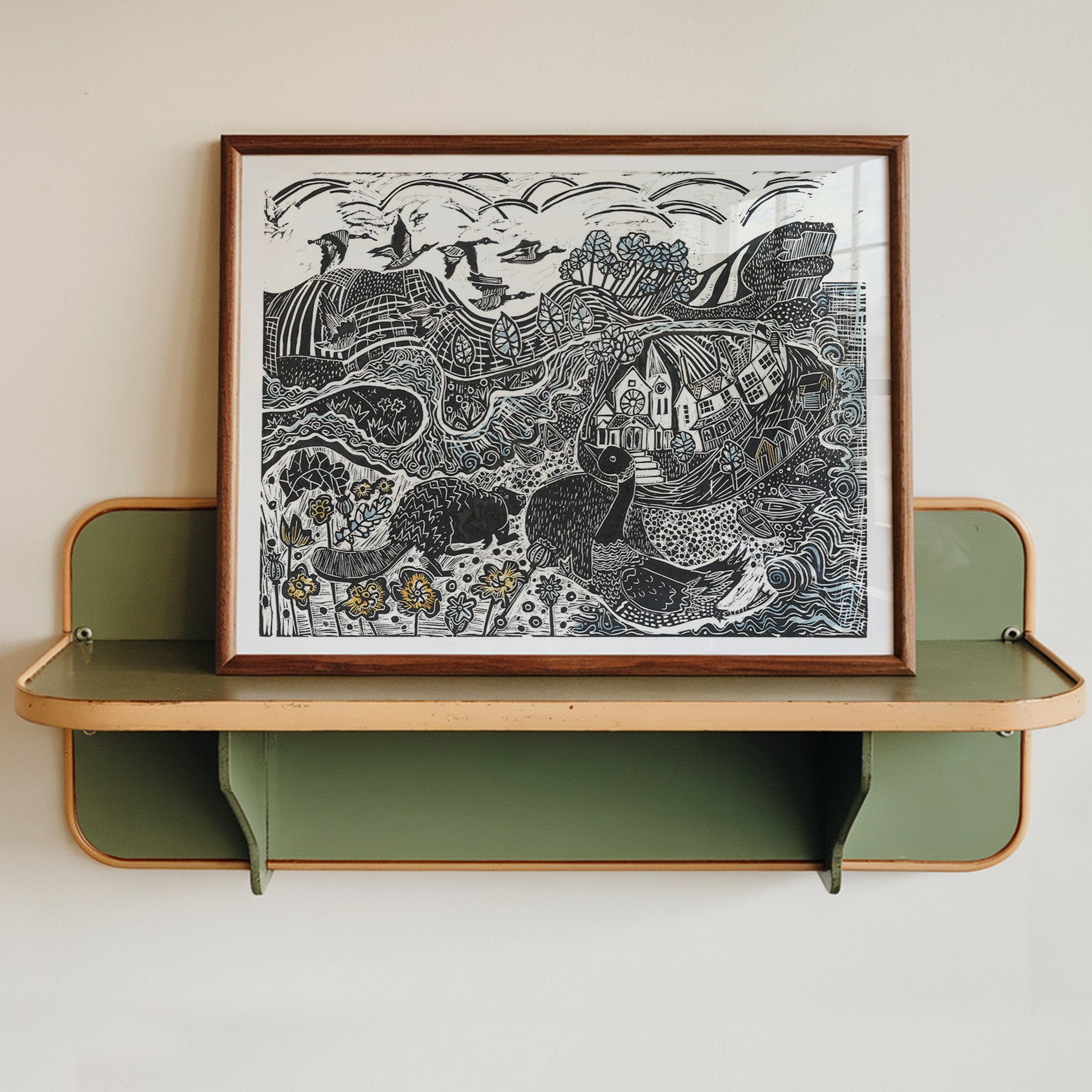 Sea & River Linocut