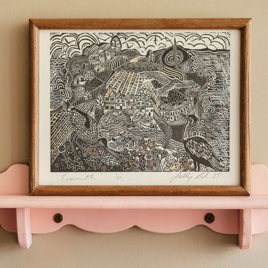 Jurassic Coast Town Linocut