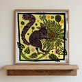 Squirrel & Sunflowers Linocut