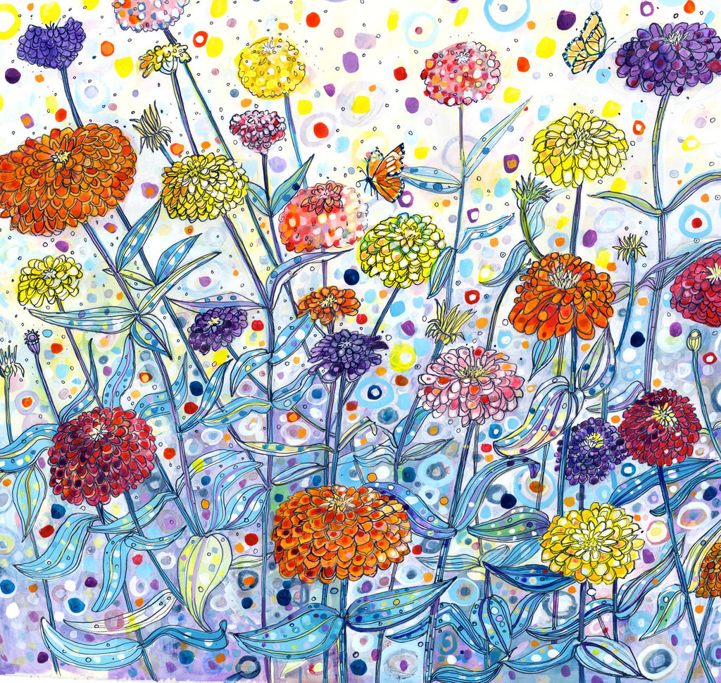 Zany Zinnias Canvas