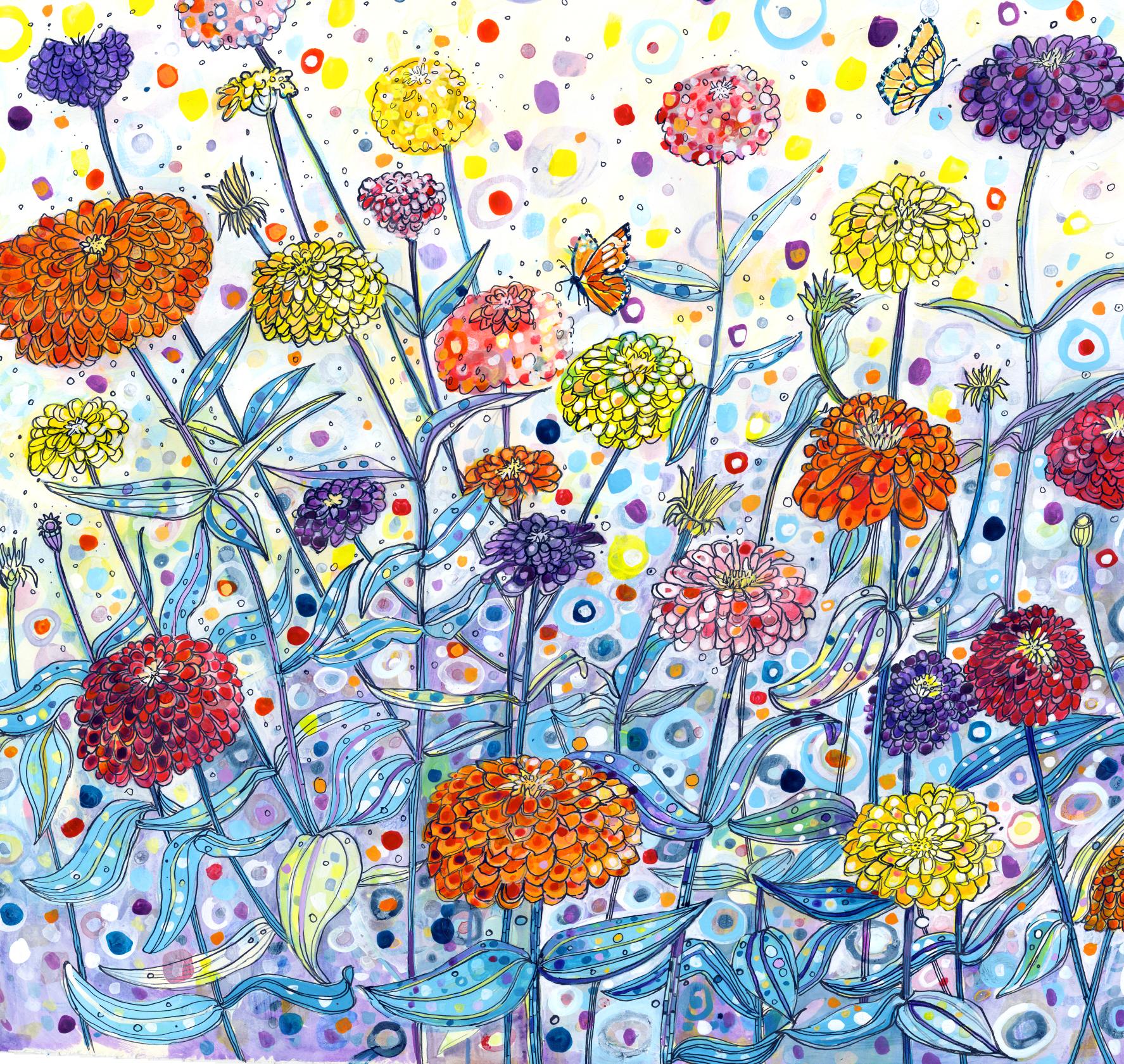 Zany Zinnias Canvas