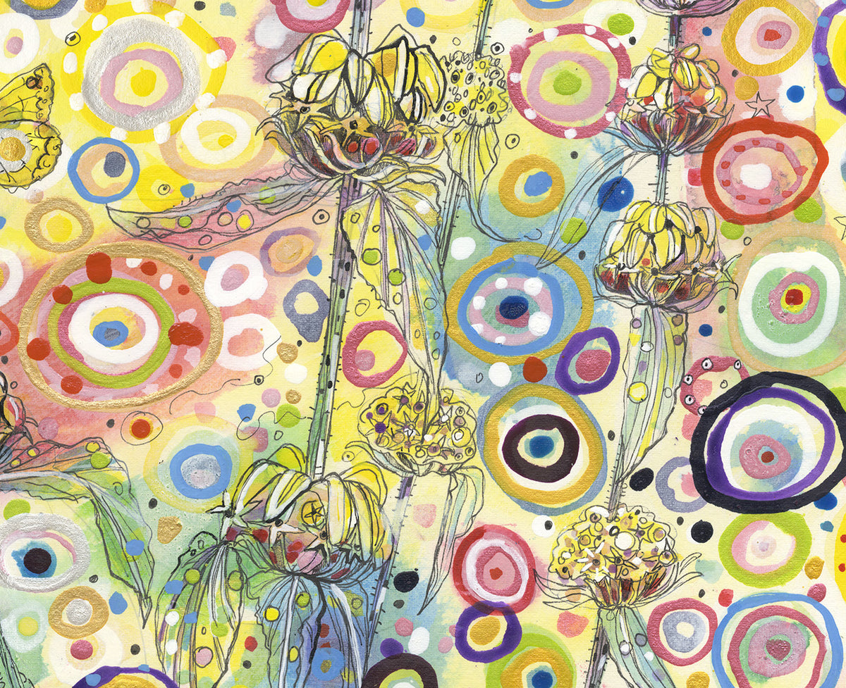 Summer flowers with bees. Original