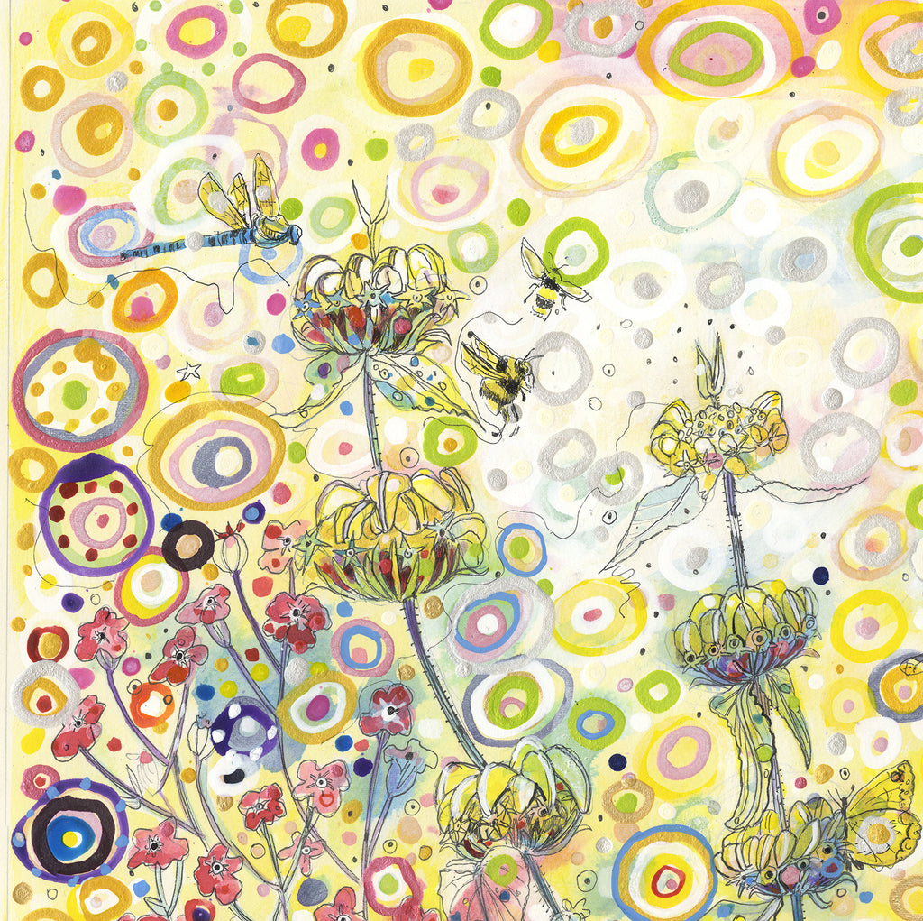 Summer flowers with bees. Original