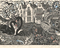"Home on the river."Topsham  Linocut