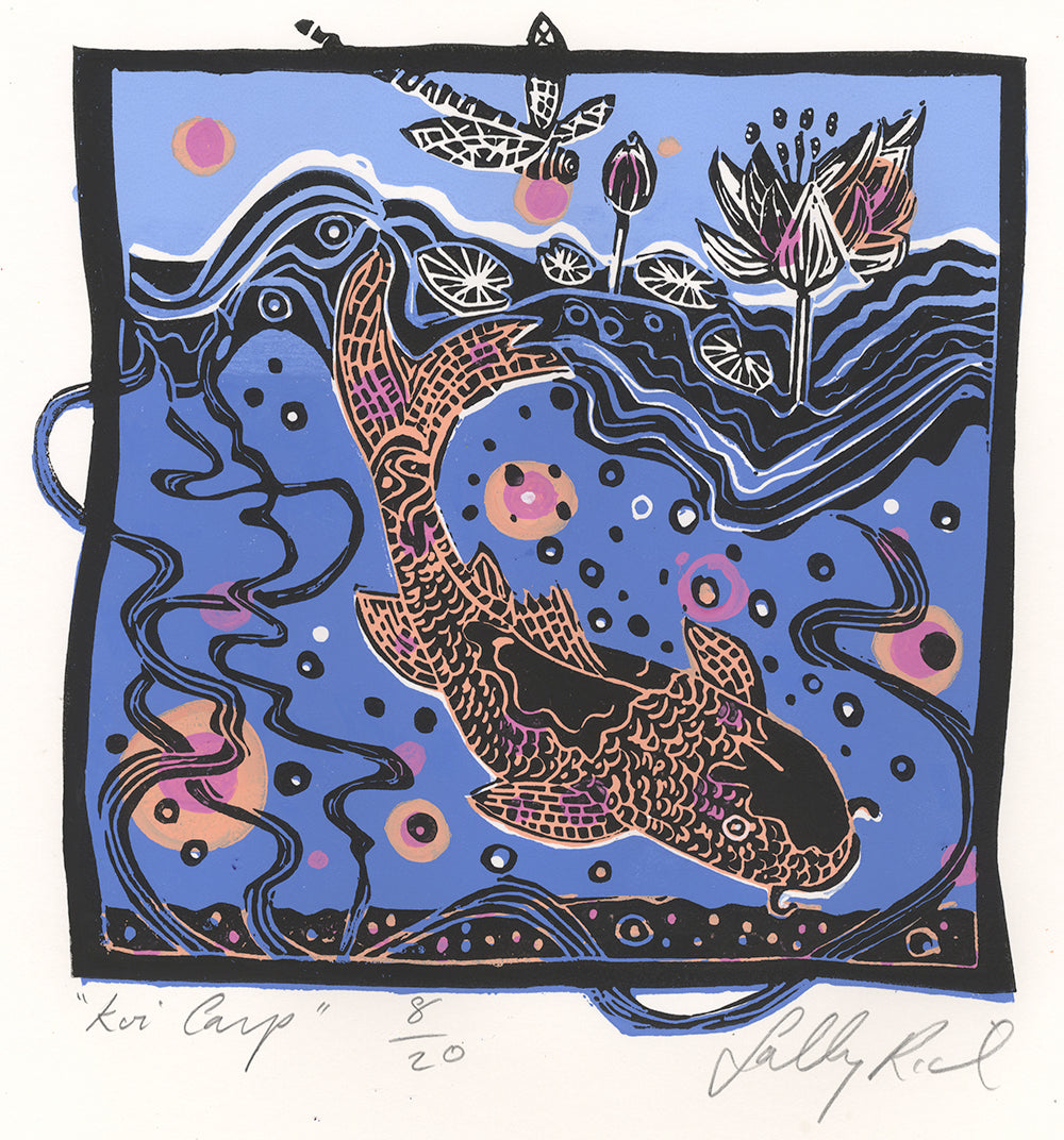 Koi Carp: Linocut