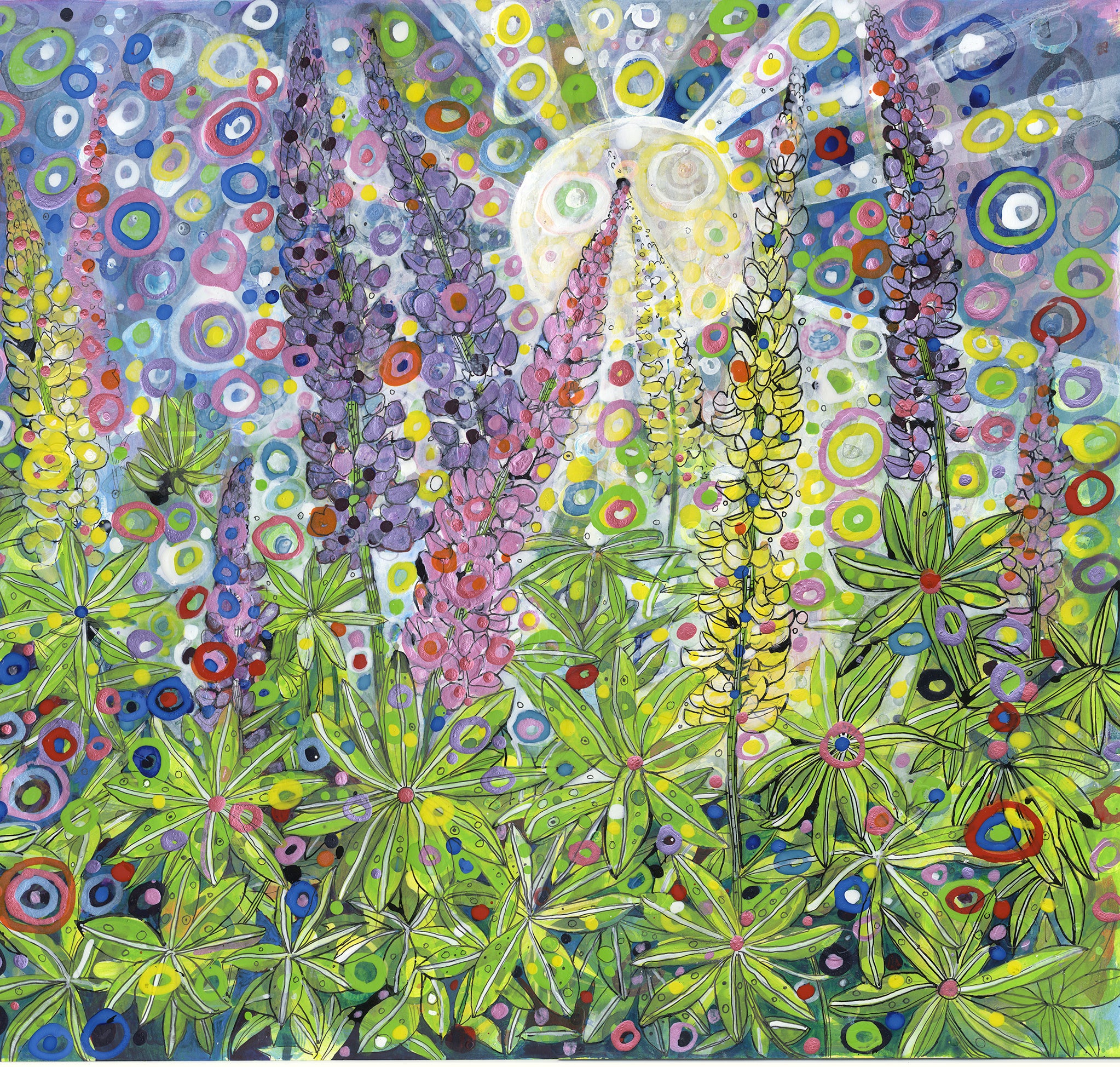 Dawn in the Lupin Garden Canvas