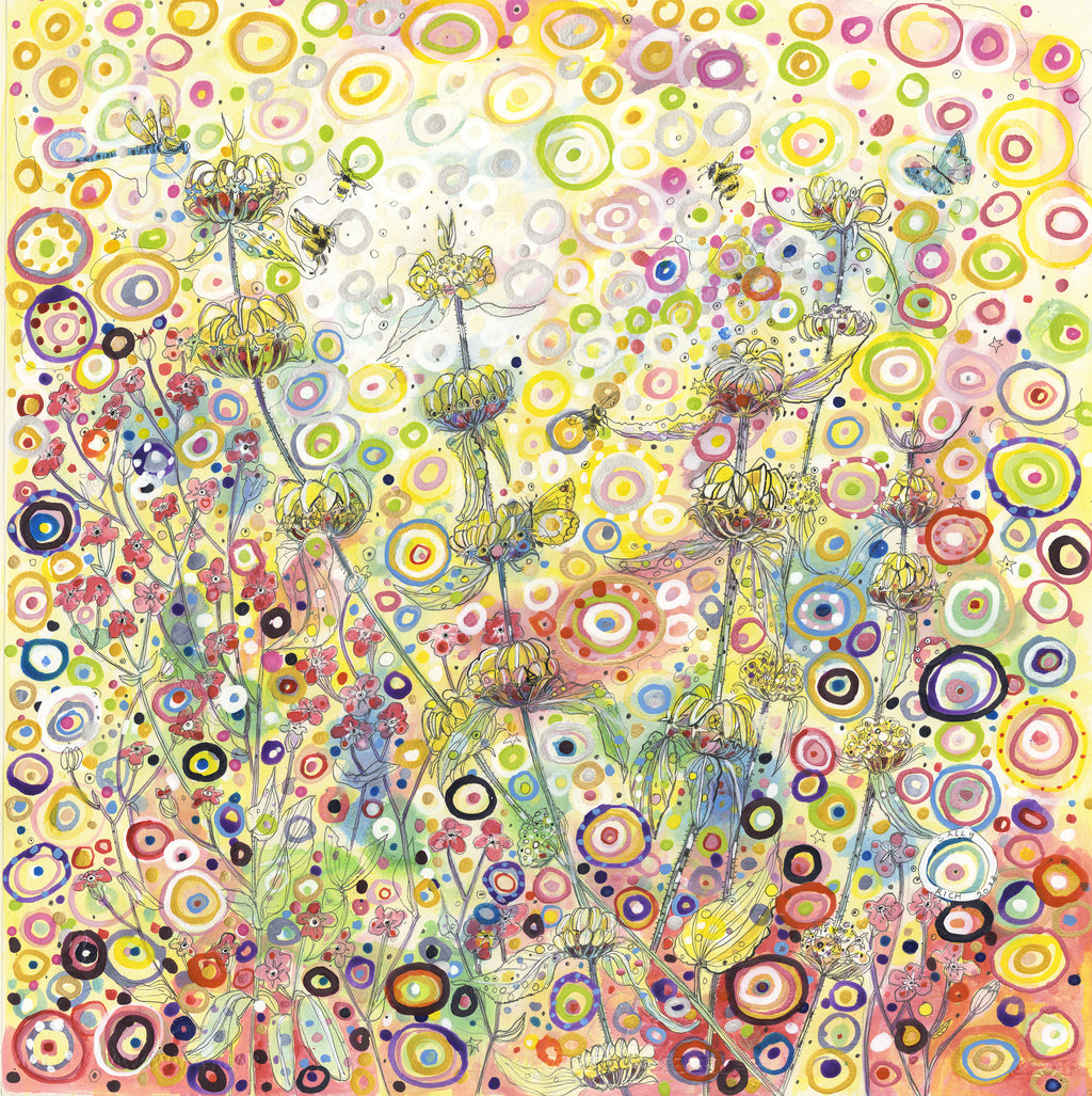 Summer flowers with bees. Original