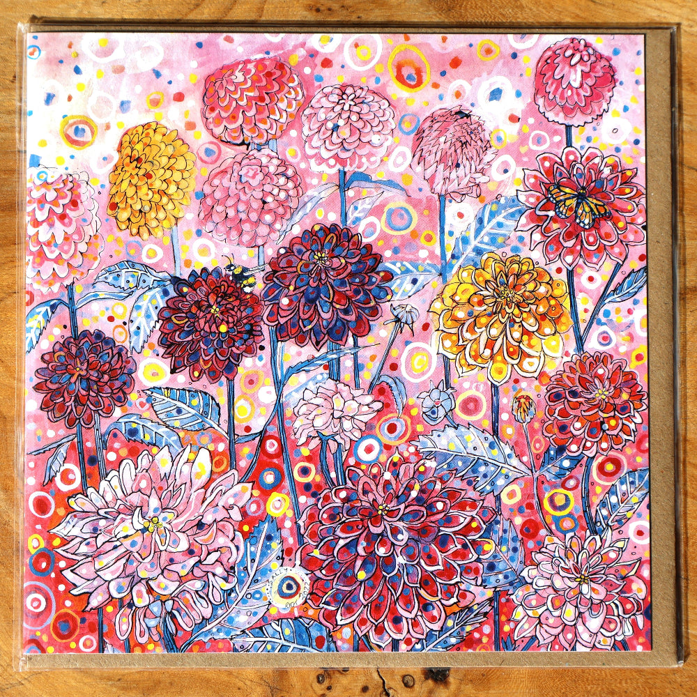 Pink Dahlias Card