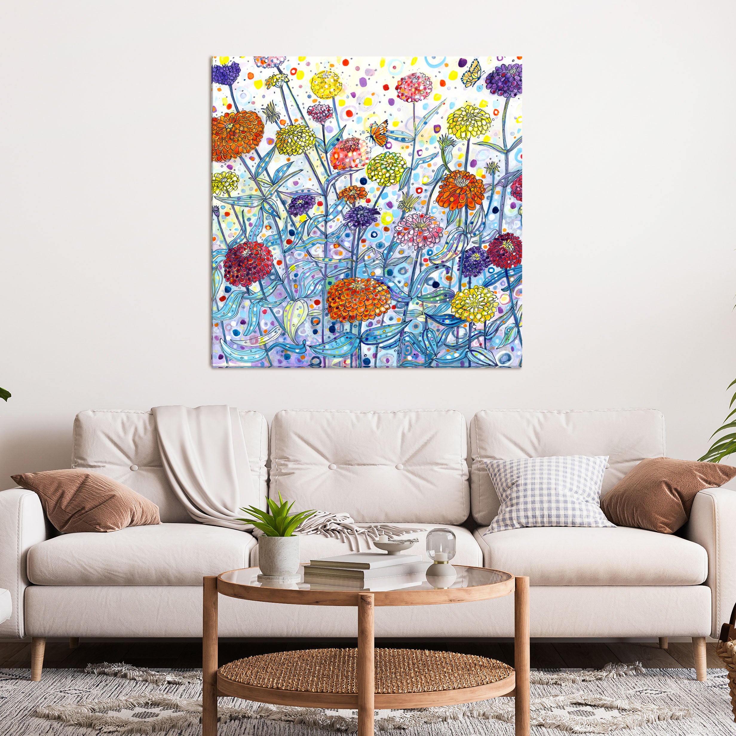 Zany Zinnias Canvas