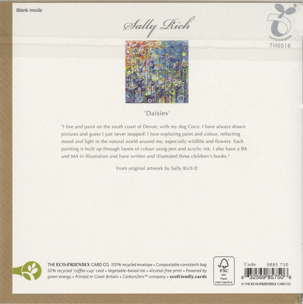 Colour flower card design rear