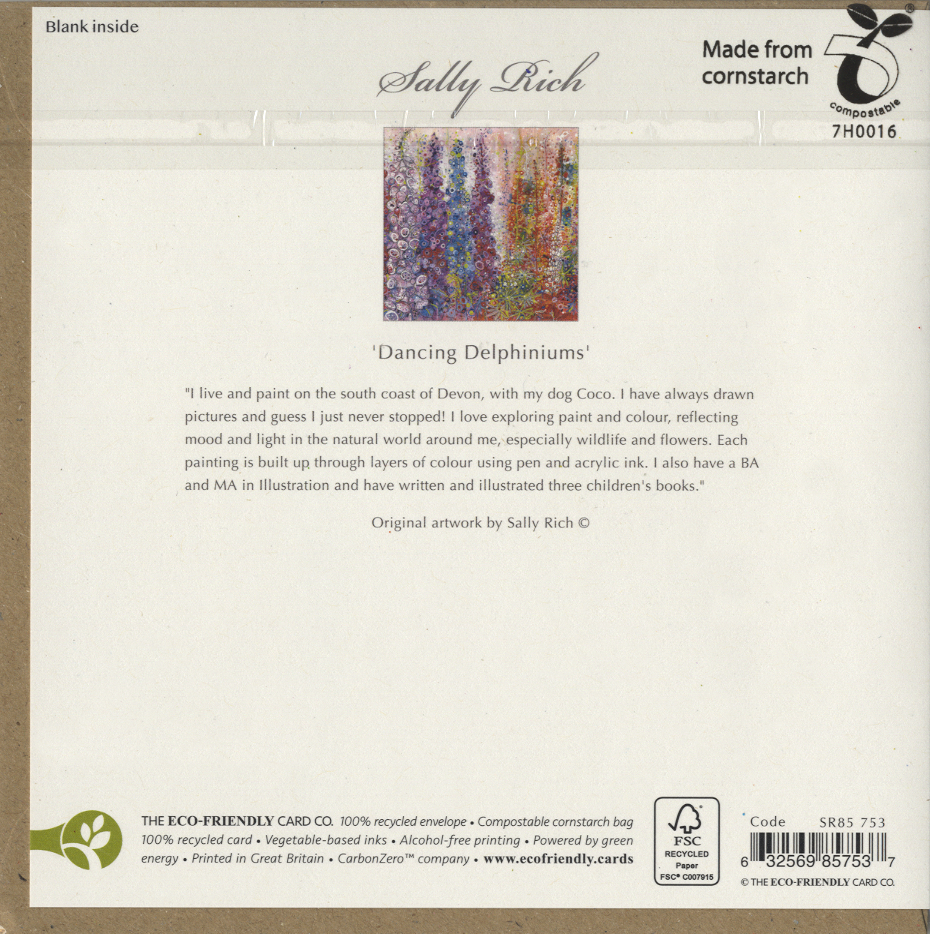 Colour flower card design rear