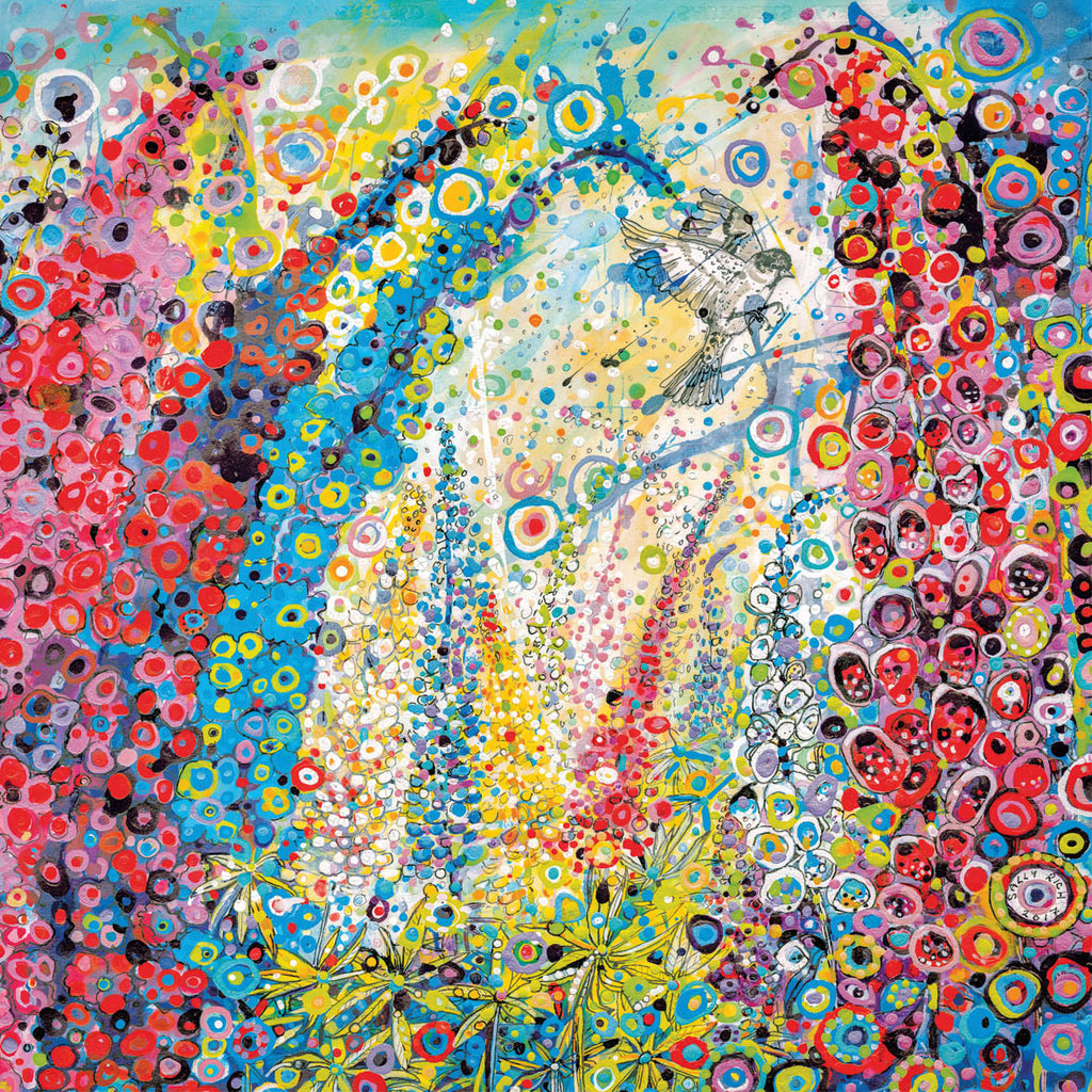 Sparrow in the Lupins Card Design