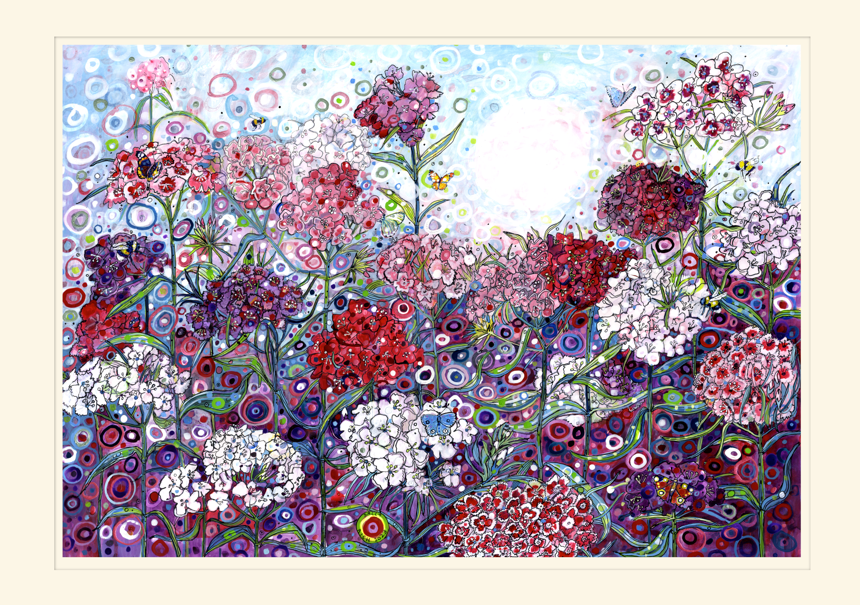 Sweet Williams with Butterflies Original